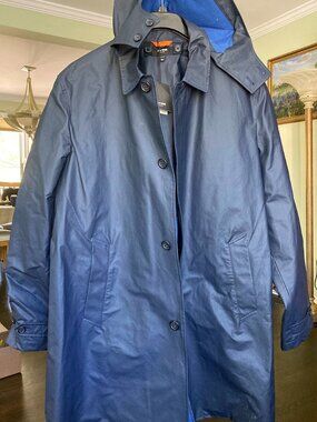 Jack Spade Men's Rubberized Cotton Navy Blue Trench Coat, Rain Coat, Size XXL